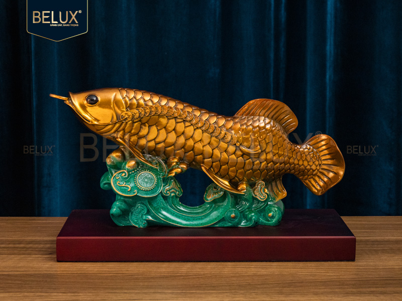 Tượng Cá Rồng bằng đồng decor 36x15x19.5cm